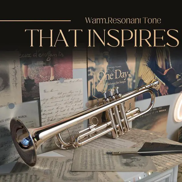 Alt view image 2 of 7 - Hand-Hammered Bell Bb Trumpet: Smooth Valve Action, Clear-Lacquered Brass Body, Standard Trumpet Beginner Set with Leather Case, Lesson Book, Trumpet Mute, Mouthpiece, Cleaning Kit (SNR-BrzSS)