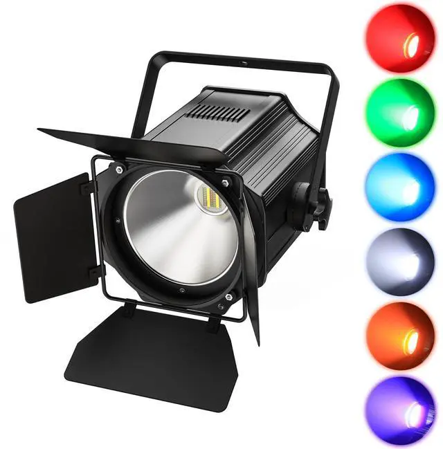 Main image of Stage Lights with Barn Doors, 200W LED Par Can Lights, 6 in 1 COB Spotlights RGBWA+UV DMX512 Sound Activated Uplights for Parties Events Wedding Theater Church Concert Dance