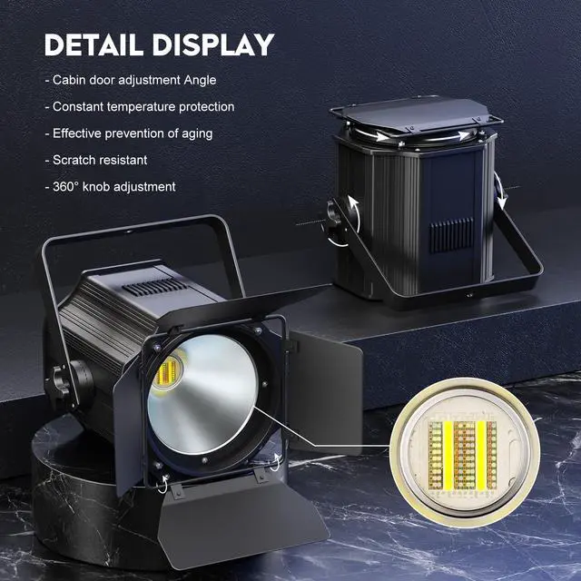 Alt view image 5 of 7 - Stage Lights with Barn Doors, 200W LED Par Can Lights, 6 in 1 COB Spotlights RGBWA+UV DMX512 Sound Activated Uplights for Parties Events Wedding Theater Church Concert Dance