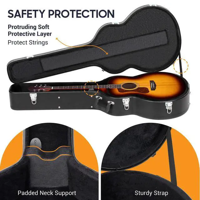 Alt view image 5 of 7 - Guitar Cases Hard Shell for Acoustic Guitars 42 Inch Acoustic Guitar Hard Shell Case with Key Anti-shock Waterproof Travel Guitar Bag for Air Consignment CY0241