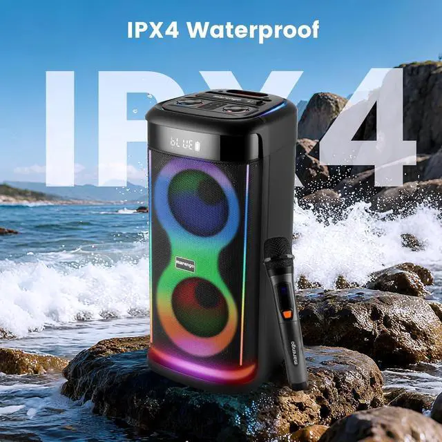 Alt view image 4 of 7 - Karaoke Machine for Adults, Portable Bluetooth Speaker with 2 Wireless Microphones 500W(Peak), RGB Light Show, 10H, TWS Party Speaker for Party Indoor Outdoor Backyard-Supports USB/AUX/Mic-in