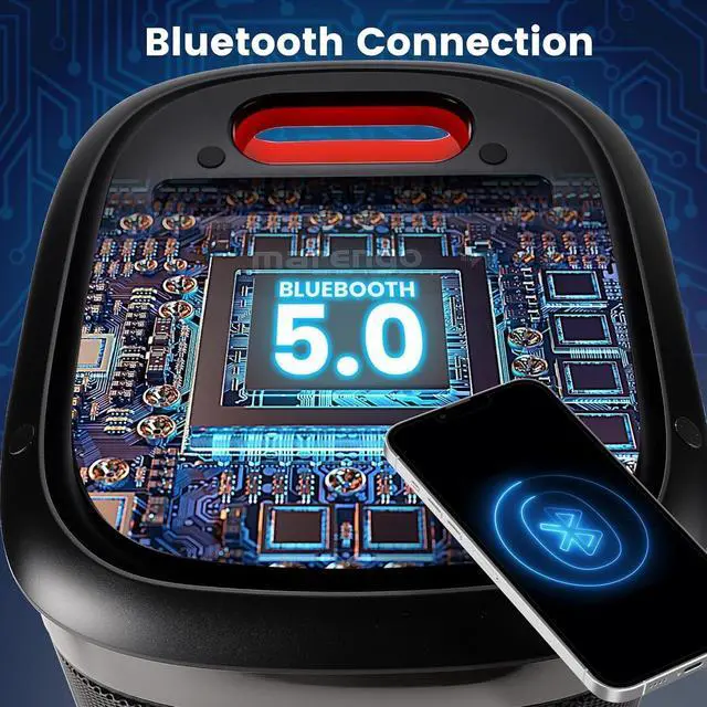 Alt view image 6 of 7 - Karaoke Machine for Adults, Portable Bluetooth Speaker with 2 Wireless Microphones 500W(Peak), RGB Light Show, 10H, TWS Party Speaker for Party Indoor Outdoor Backyard-Supports USB/AUX/Mic-in