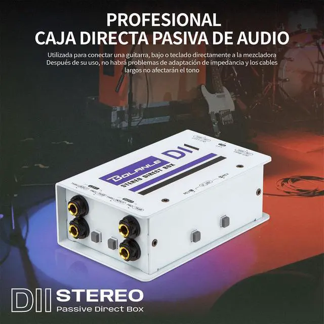 Alt view image 4 of 6 - D2 Premium Passive Stereo DI Box, 2 Channel Direct Box with -15dB Pad, Ground Lift & Polarity Switch, XLR Thru Output for Guitar, Bass, Keyboard, Live Stage, Church PA System