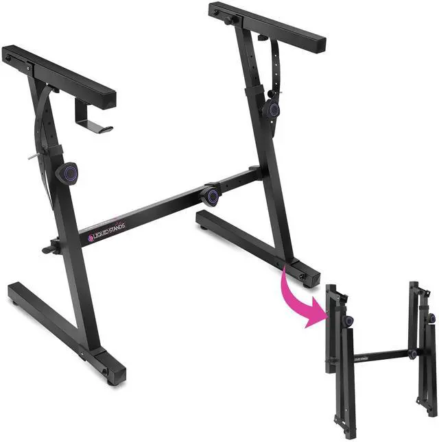 Main image of Piano Keyboard Stand Foldable for Musicians, Sturdy Z-Style | Fits 54-61 88 Key, Portable Heavy Duty MIDI Support Adjustable Electric Holder for Musicians, Professional Digital Design