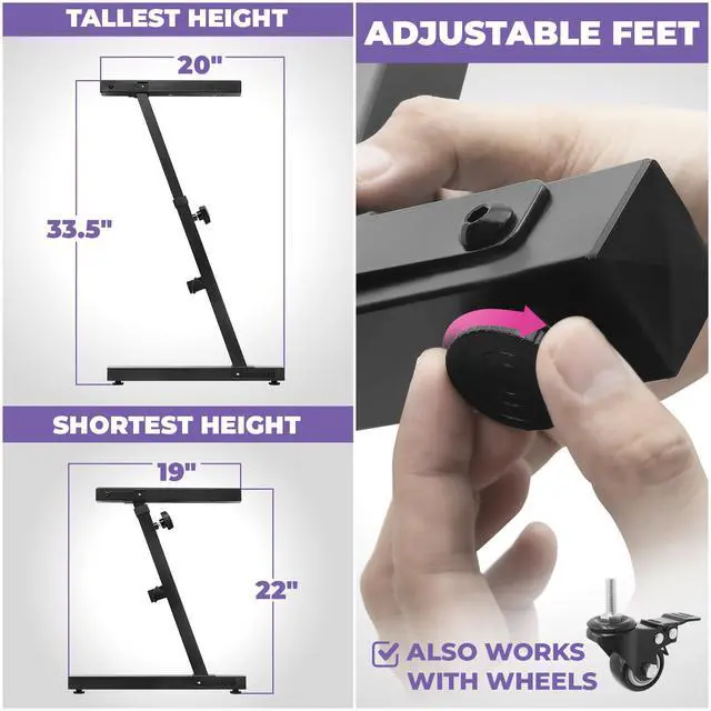 Alt view image 3 of 6 - Piano Keyboard Stand Foldable for Musicians, Sturdy Z-Style | Fits 54-61 88 Key, Portable Heavy Duty MIDI Support Adjustable Electric Holder for Musicians, Professional Digital Design