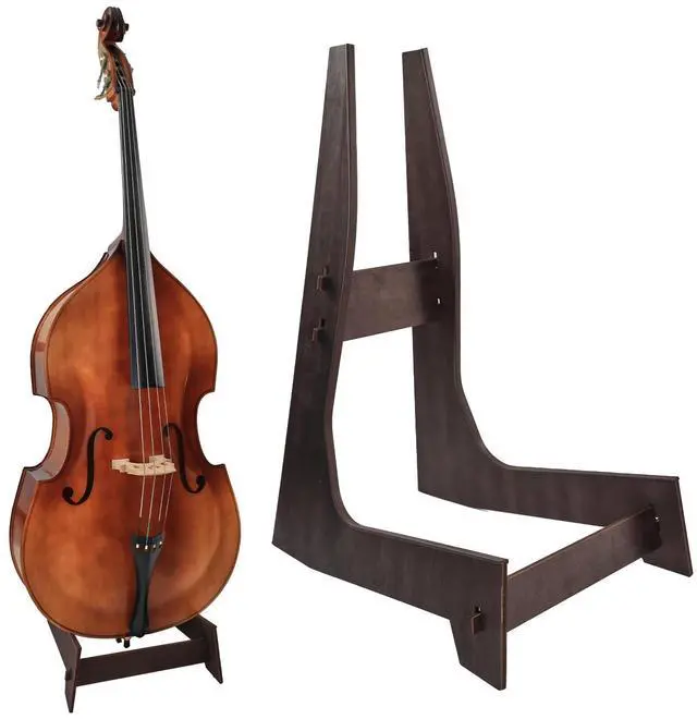 Main image of Wooden Double Bass Stand, Fits 1/8 to 4/4 Upright Bass, Brown | Sturdy and Portable, Cello Stand with Rubber Protection, Detachable Design, Universal Fits Upright Double Bass and Cello
