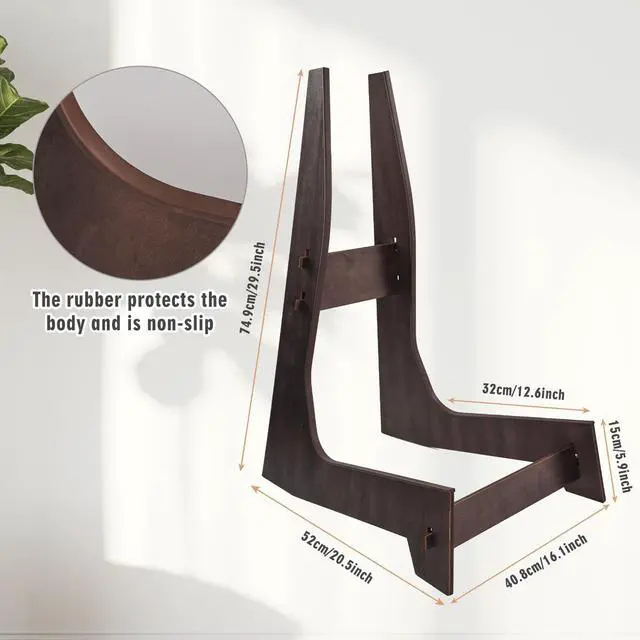 Alt view image 5 of 6 - Wooden Double Bass Stand, Fits 1/8 to 4/4 Upright Bass, Brown | Sturdy and Portable, Cello Stand with Rubber Protection, Detachable Design, Universal Fits Upright Double Bass and Cello