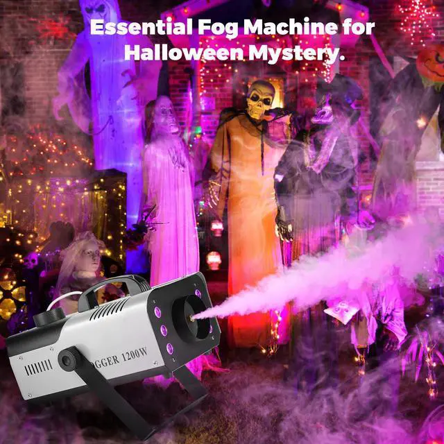 Alt view image 2 of 7 - 1200W Fog Machine, Halloween Smoke Machine with 14 Colors Lights & Wireless Remote Control, 6000CFM Haze Machine for Wedding, Party, Stage, Indoor, Outdoor