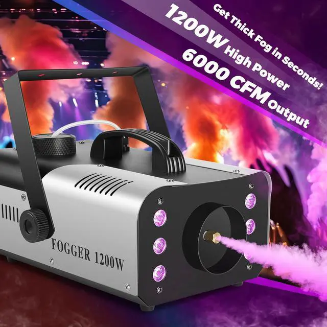 Alt view image 4 of 7 - 1200W Fog Machine, Halloween Smoke Machine with 14 Colors Lights & Wireless Remote Control, 6000CFM Haze Machine for Wedding, Party, Stage, Indoor, Outdoor