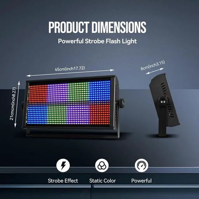 Alt view image 5 of 7 - 500W RGBW LED Strobe Light, DMX512 Stage Blinder | 960 LEDs, 8-Segment Pixel Control, Wash Effect, Sound Activated for DJ Gigs, Clubs, Parties, Weddings and Stage Events