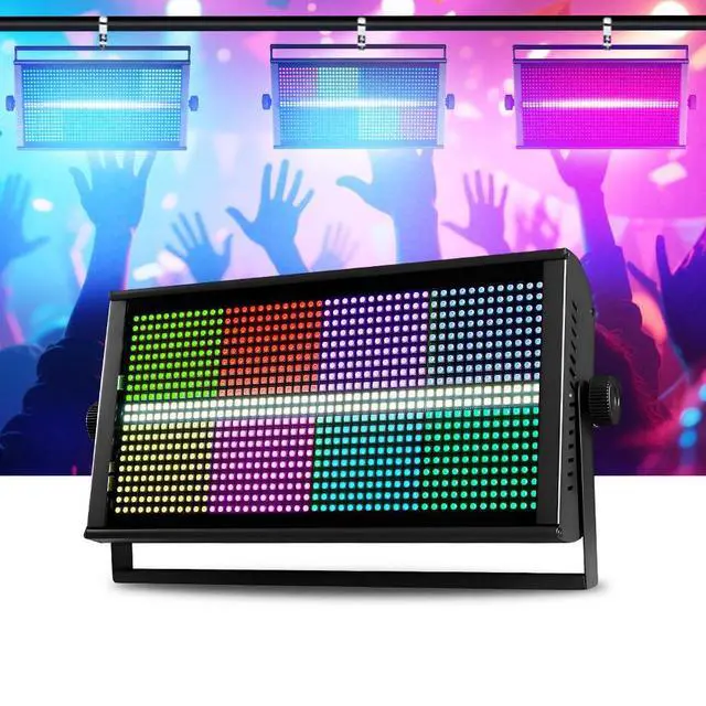Alt view image 2 of 7 - 500W RGBW LED Strobe Light, DMX512 Stage Blinder | 960 LEDs, 8-Segment Pixel Control, Wash Effect, Sound Activated for DJ Gigs, Clubs, Parties, Weddings and Stage Events