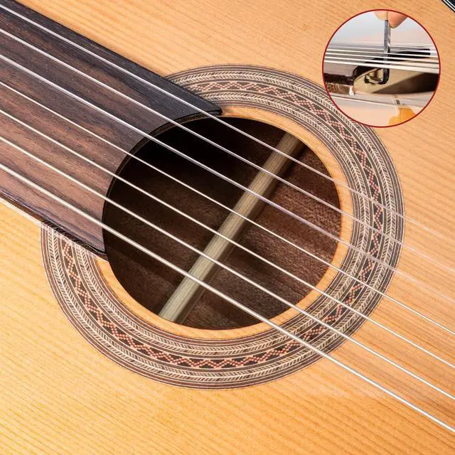 Alt view image 3 of 7 - 7 String Fretless Acoustic Classical Nylon Guitar with Gig Bag | Red cedar top, rosewood fingerboard,Additional low B string for classical, jazz, flamenco, fingerstyle playing, adults
