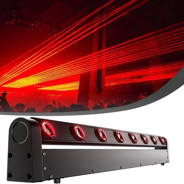Main image of Moving Head Led Light Bar LED 8x12W, RGBW 4IN1 | Beam & Dazzling Effect, 8° Lens, 180° Tilt,DMX & Sound Control dj Lighting for Stage, Wedding, Theater, Church, Disco
