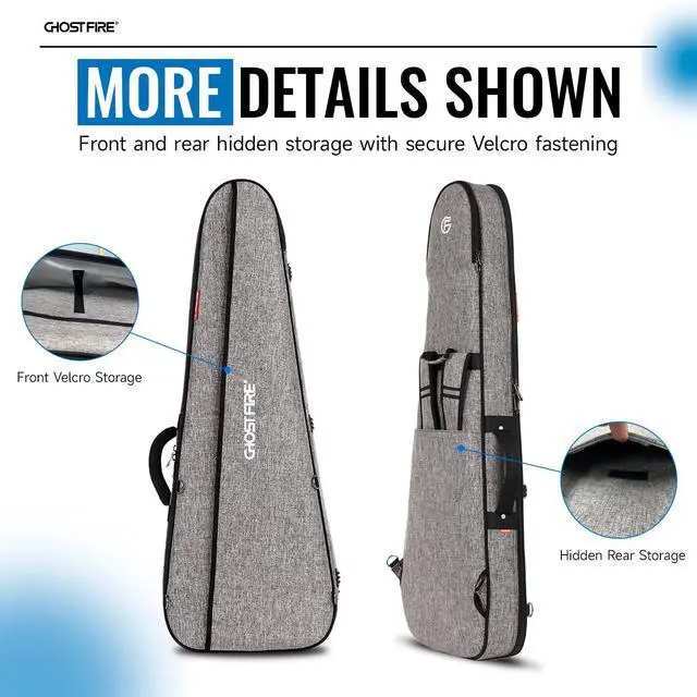 Alt view image 5 of 6 - Super Thick High-End Bass Gig Bag for Precision/Jazz Bass, Grey | Padded Electric Bass Case for Precision/Jazz Bass,Waterproof Bass Bag with Expansion Pouch