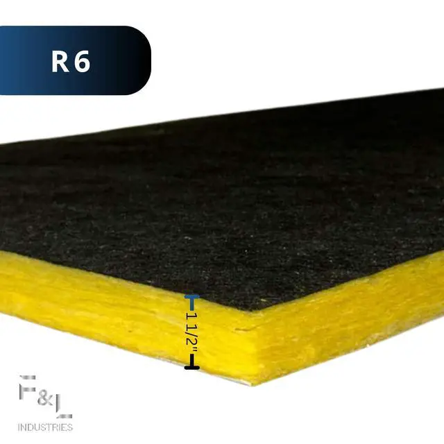 Alt view image 3 of 7 - F&L R6 Fiberglass Board Acoustic Insulation Panels 1" to 2" Thick, 24"x24" and 24"x48" Thermal Soundproofing for Walls, Ceilings, Studios & HVAC Duct Applications (1-1/2in x 24in x 48in)