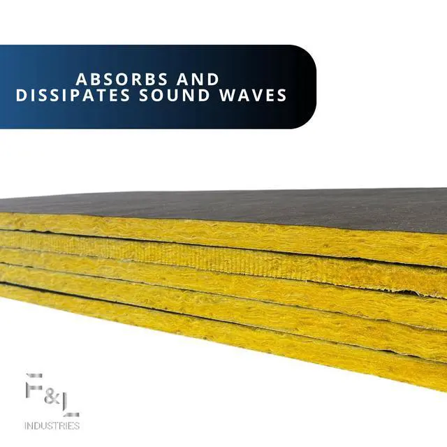 Alt view image 6 of 7 - F&L R6 Fiberglass Board Acoustic Insulation Panels 1" to 2" Thick, 24"x24" and 24"x48" Thermal Soundproofing for Walls, Ceilings, Studios & HVAC Duct Applications (1-1/2in x 24in x 48in)