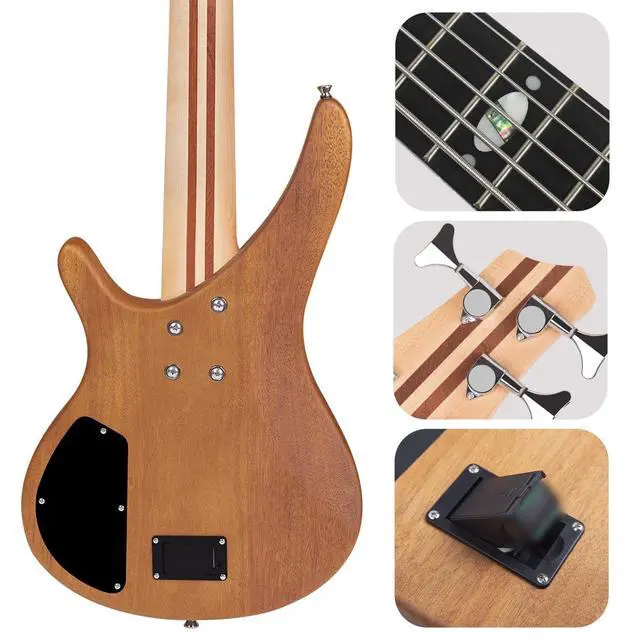 Alt view image 6 of 7 - Bullfighter 5-String Electric Bass Guitar, Professional Natural Wood Bass Guitar with Natural Matte Finish, Simple Unpainted Aesthetic DB