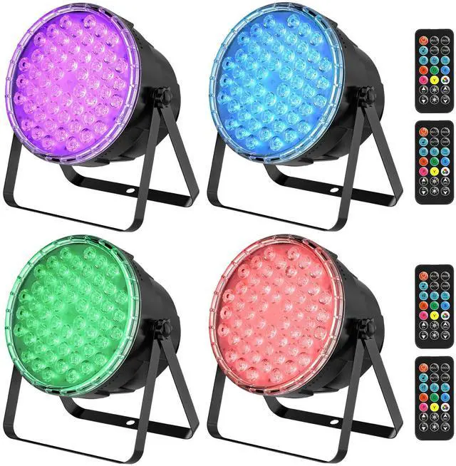 Main image of 54x3W RGB LED Stage Par Lights with Remote Control, 4 Pack | Ultra-Bright LED Panel,One-piece die cast housing,Cooling system,Full RGB Color Mixing,Auto/Sound/DMX512/Master-slave Mode