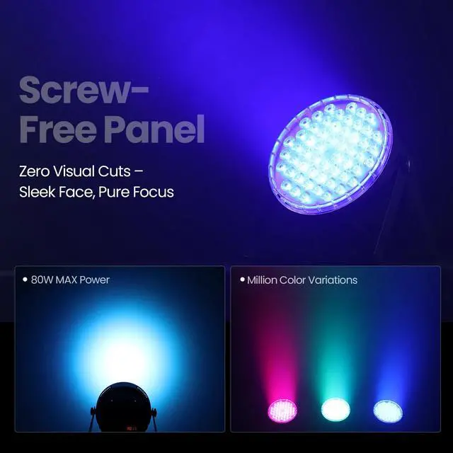 Alt view image 5 of 7 - 54x3W RGB LED Stage Par Lights with Remote Control, 4 Pack | Ultra-Bright LED Panel,One-piece die cast housing,Cooling system,Full RGB Color Mixing,Auto/Sound/DMX512/Master-slave Mode