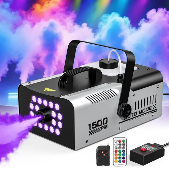 Main image of 1500W Fog Machine Outdoor Indoor, Halloween Smoke Machine Fog 20000 CFM | 18 Lights, 13 Colors and Remote Controls for Party Stage Effect