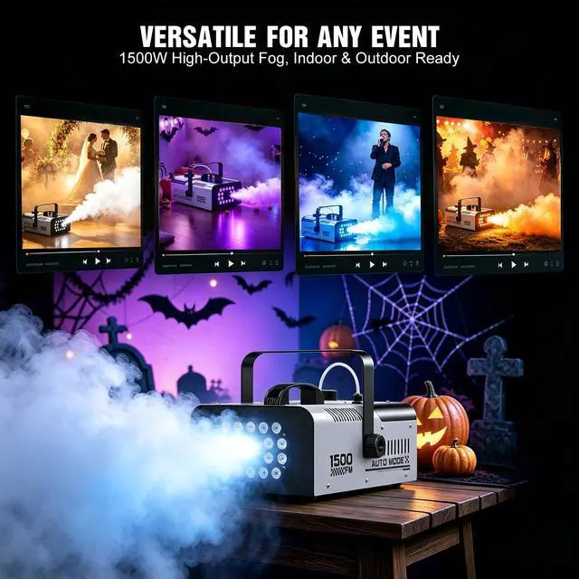 Alt view image 6 of 7 - 1500W Fog Machine Outdoor Indoor, Halloween Smoke Machine Fog 20000 CFM | 18 Lights, 13 Colors and Remote Controls for Party Stage Effect