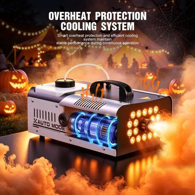 Alt view image 5 of 7 - 1500W Fog Machine Outdoor Indoor, Halloween Smoke Machine Fog 20000 CFM | 18 Lights, 13 Colors and Remote Controls for Party Stage Effect