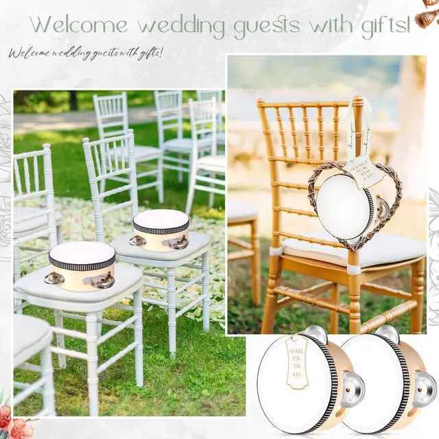 Alt view image 4 of 7 - 24 Set 8 Inch Tambourine for Adults Wooden Hand Held Drum with Metal Jingles, Gift Tags, White I Love You Printed Ribbon Percussion Gift Musical Instrument for Church Wedding Party favor(Black)