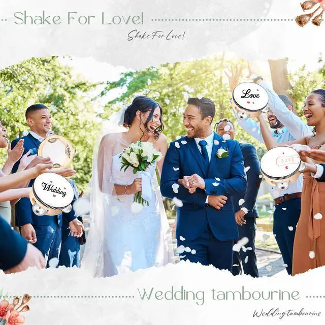 Alt view image 3 of 7 - 24 Set 8 Inch Tambourine for Adults Wooden Hand Held Drum with Metal Jingles, Gift Tags, White I Love You Printed Ribbon Percussion Gift Musical Instrument for Church Wedding Party favor(Black)