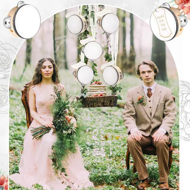 Alt view image 7 of 7 - 24 Set 8 Inch Tambourine for Adults Wooden Hand Held Drum with Metal Jingles, Gift Tags, White I Love You Printed Ribbon Percussion Gift Musical Instrument for Church Wedding Party favor(Black)