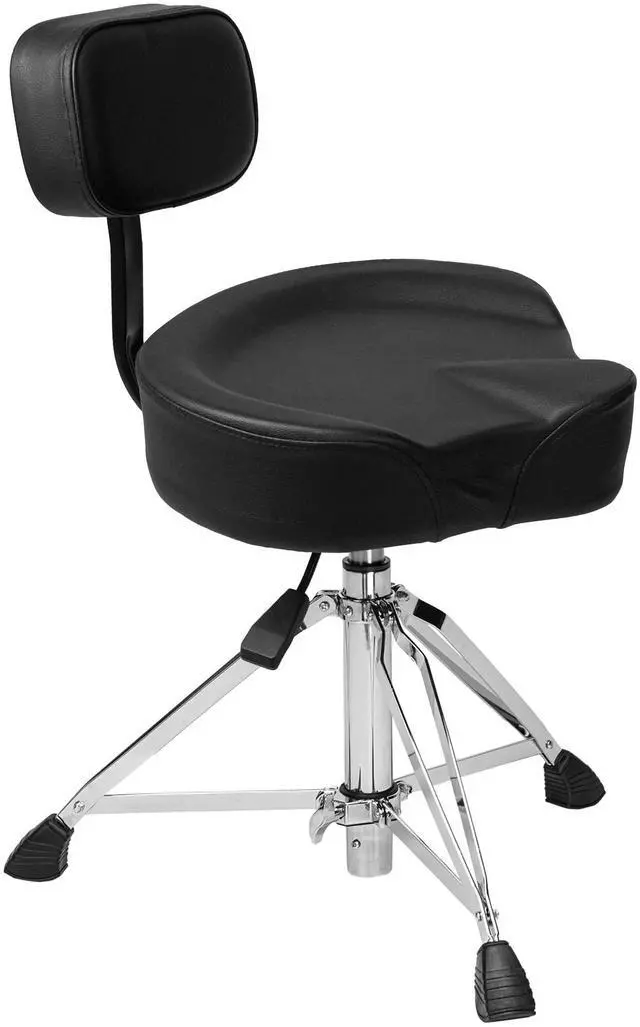 Main image of Hydraulic Drum Throne with Backrest, Heavy Duty Drum Stool, Drummer Stool Adjustable Height, Motorcycle Style Drummers Seat with Back Support, Drummers Throne