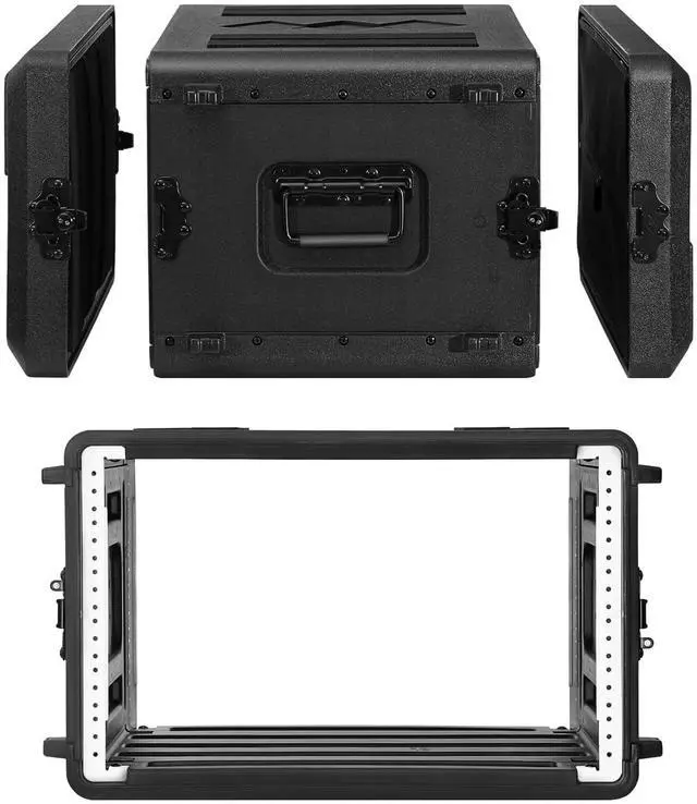Main image of 6U Rack Case Shallow 17" Depth, 19" Rackmount Flight Cases Easy Installation Portable Carry Watertight Dust Proof 2 Space Shockproof Mount Racks with Microphone Compartments Space Saving