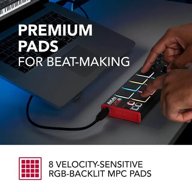 Alt view image 2 of 7 - LPD8 - USB MIDI Controller with 8 Responsive RGB MPC Drum Pads for Mac and PC, 8 Assignable Knobs and Music Production Software