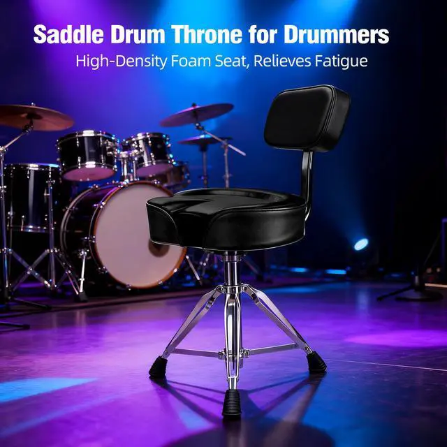 Alt view image 6 of 6 - Hydraulic Drum Throne with Backrest, Heavy Duty Drum Stool, Drummer Stool Adjustable Height, Motorcycle Style Drummers Seat with Back Support, Drummers Throne