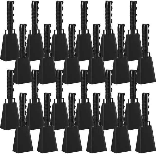 Main image of 24 Pcs Cow Bell 9 '' Cheering Bell Cow Bells Noise Makers for Sporting Events Football Cowbell with Handle Loud Musical Instrument for Wedding School Classroom Alarm(black,9 '')