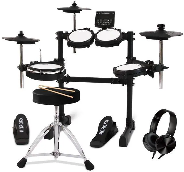 Main image of Electronic Drum Set Electric Drum Kit with 4 Quiet Mesh Pads, 360 Sounds, 2 Pedals, Headphones, Sticks, Dual Bluetooth function, Suit for Beginner