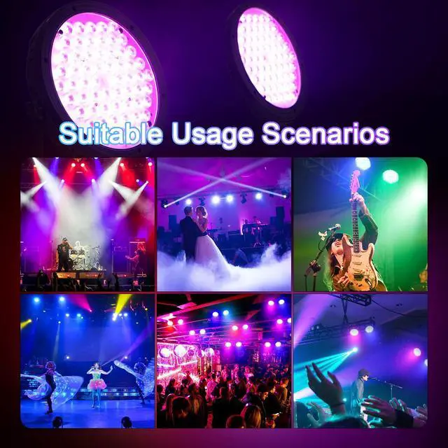 Alt view image 5 of 7 - Stage Lighting 120W Par Light RGBW 4-in-1 Stage Lights, DJ Light DMX for Concert and Events,2 Packs