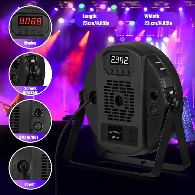 Alt view image 6 of 7 - Stage Lighting 120W Par Light RGBW 4-in-1 Stage Lights, DJ Light DMX for Concert and Events,2 Packs
