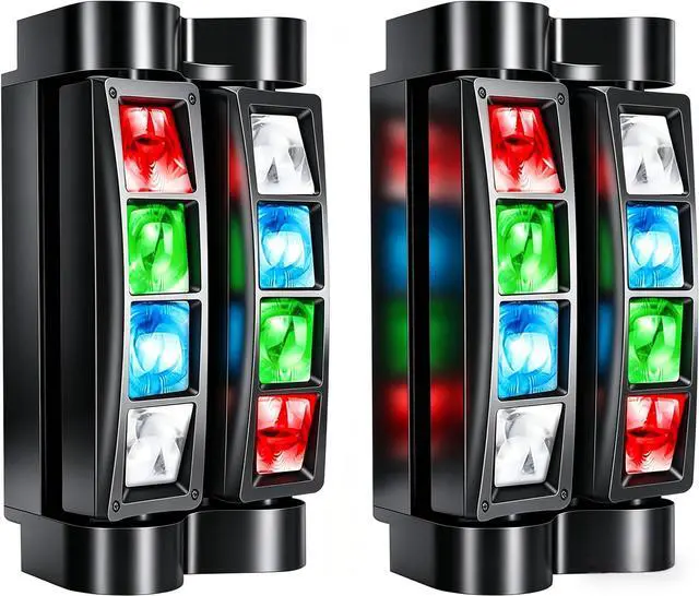 Main image of 8x10W Spider Moving Head DJ Light, RGBW LED Stage Light 2 Packs | 8 LED RGBW Beams, Sound Activated & DMX512 Control, Easy Install, Mini DJ Lights for Parties Wedding Club Disco Live Show