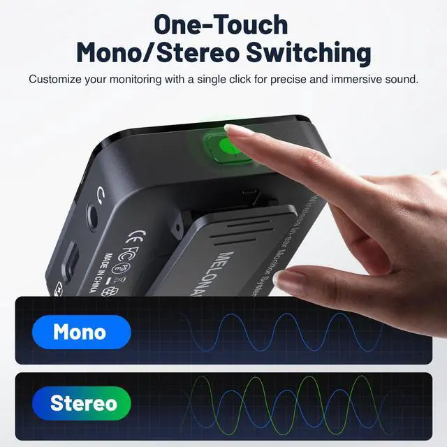 Alt view image 7 of 7 - Portable Wireless IEM System Mono/Stereo Switch PM-2S-4R | 4 Receivers, 24bit/48kHz Audio, Mono/Stereo Switch, OTG Input, Live Shows, Studios, Bands