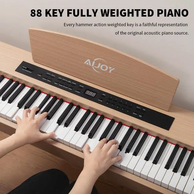 Alt view image 2 of 7 - Digital Piano Keyboard Hammer Weighted 88 Keys, Full Size Electric Piano for Beginners, with LCD Display and Triple Pedal, Supports USB-MIDI/Wireless Connect, ADP-50