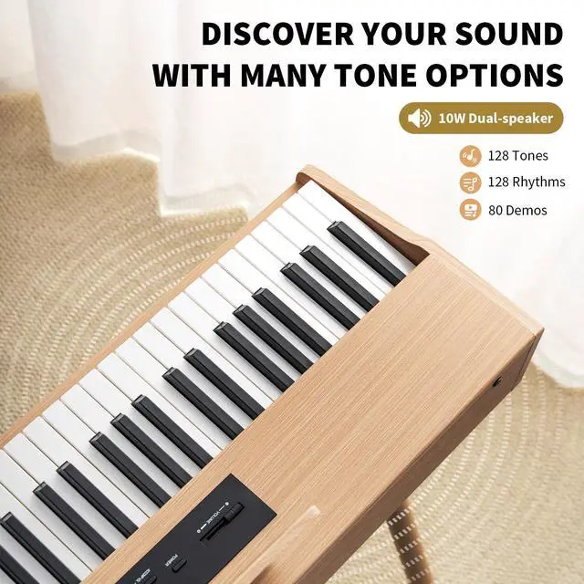 Alt view image 3 of 7 - Digital Piano Keyboard Hammer Weighted 88 Keys, Full Size Electric Piano for Beginners, with LCD Display and Triple Pedal, Supports USB-MIDI/Wireless Connect, ADP-50
