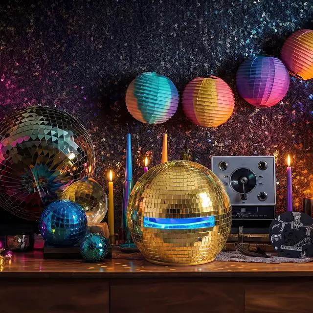 Alt view image 7 of 7 - 11.81 Inch Disco Ball Helmet Adult Gold Glitter Glass Hat Novelty Punk Disco Ball Costume Cosplay for Nightclubs Parties Bar Djs Stage