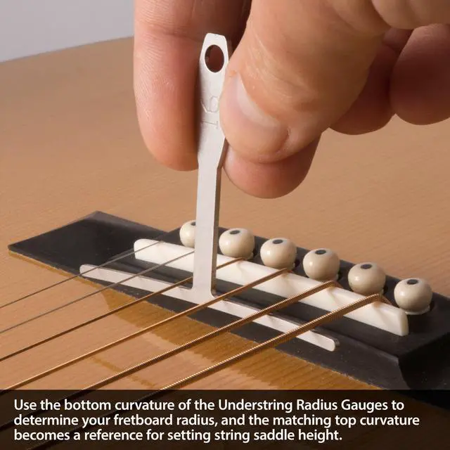 Alt view image 4 of 6 - Basic Guitar Setup Kit, Inches, 3-Piece Luthier Tools | String Action Gauge, 18 Inch Precision Straightedge and 9 Understring Radius Gauges, Accurate Easy to Read Guitar Tools