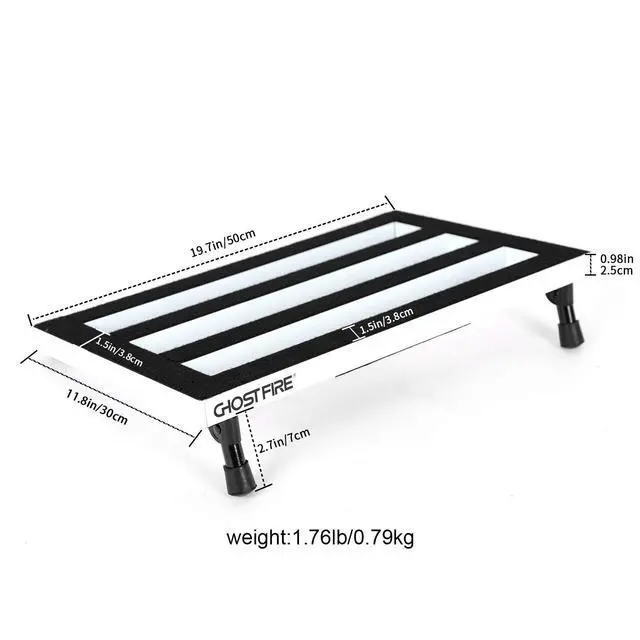 Alt view image 2 of 7 - Ghost Fire Guitar Pedal Board Aluminum Alloy 1.76IB Super light Effect Pedalboard 19.8''x11.5'' with Carry Bag,SPL-04 White