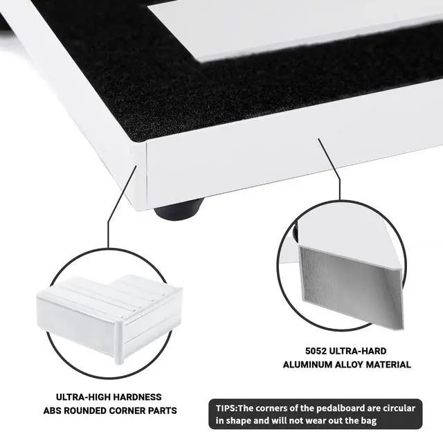 Alt view image 3 of 7 - Ghost Fire Guitar Pedal Board Aluminum Alloy 1.76IB Super light Effect Pedalboard 19.8''x11.5'' with Carry Bag,SPL-04 White