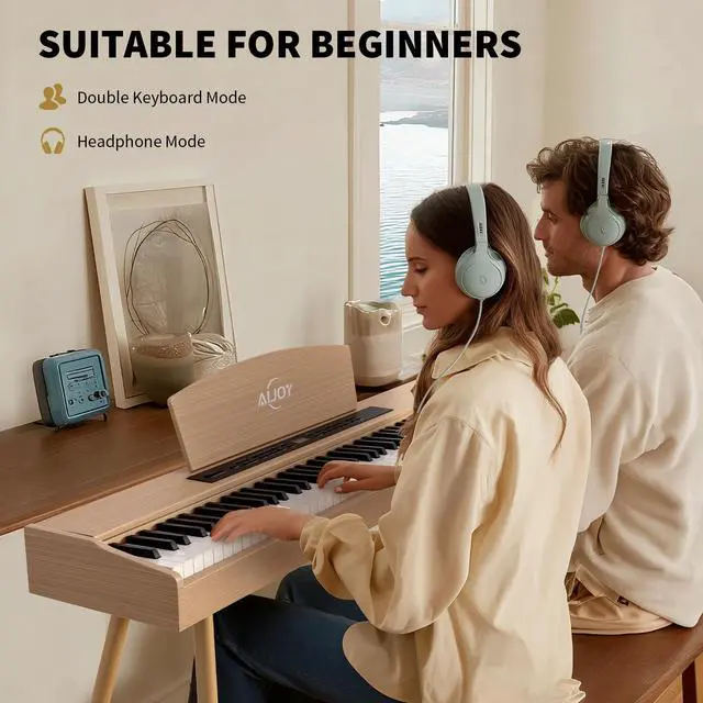 Alt view image 4 of 7 - Digital Piano Keyboard Hammer Weighted 88 Keys, Full Size Electric Piano for Beginners, with LCD Display and Triple Pedal, Supports USB-MIDI/Wireless Connect, ADP-50