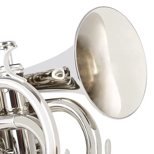 Alt view image 4 of 7 - Pocket Trumpet Brass Bb Nickel Plated Trumpet with 7 C Mouthpiece, Hard Case, Strap, White Gloves, Cleaning Kit for Students and Beginners
