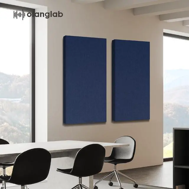 Alt view image 3 of 7 - Sound Absorbing Acoustic Wall Panels 2 Pack, 2'' 24''x48'' Fiberglass Sound Dampening Panels, Large Fabric Wrapped Sound Proof Panels for Walls (Navy)