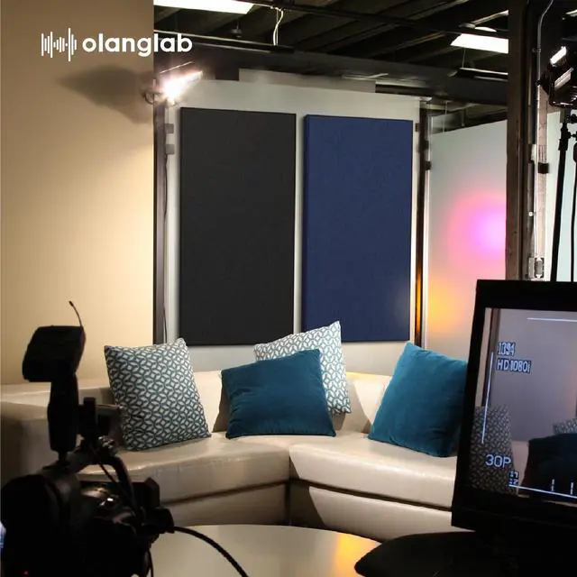 Alt view image 6 of 7 - Sound Absorbing Acoustic Wall Panels 2 Pack, 2'' 24''x48'' Fiberglass Sound Dampening Panels, Large Fabric Wrapped Sound Proof Panels for Walls (Navy)