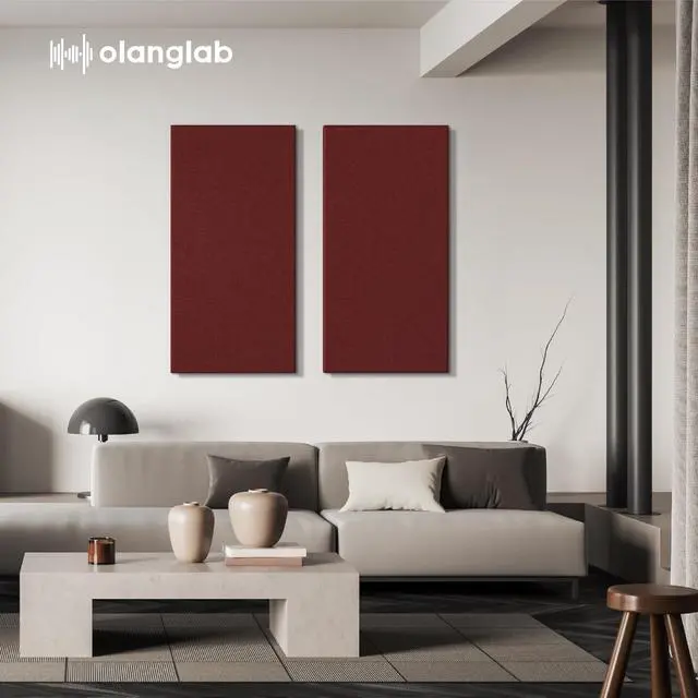 Alt view image 3 of 7 - Sound Acoustic Panels 2 Pack, 24''x48'' Fiberglass Acoustic Wall Panels 2'' Thick, Large Sound Proof Panels for Walls (Burgundy)